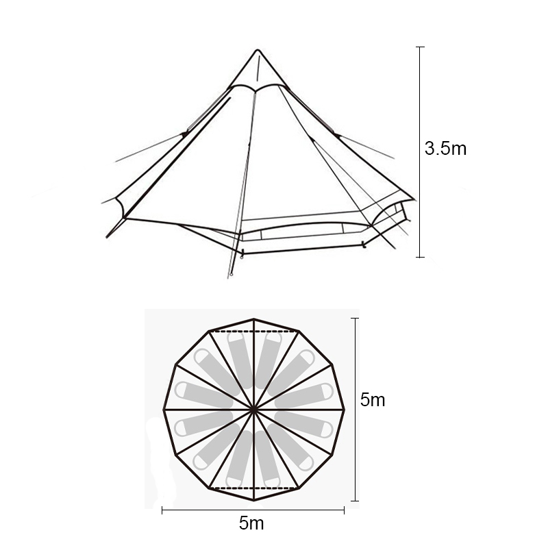 Cheap Goat Tents Luxury Waterproof Tepee Tent 5m Cotton Canvas Camping Teepee Tipi Indian Tent   